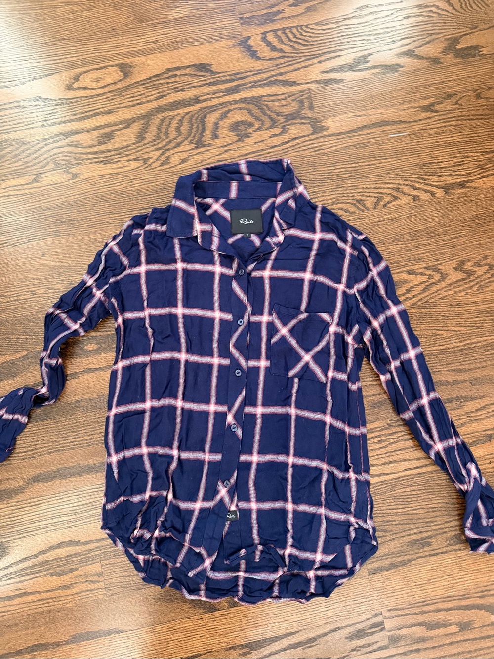 Rails Women’s size small Navy and Pink Plaid Button-Down Shirt